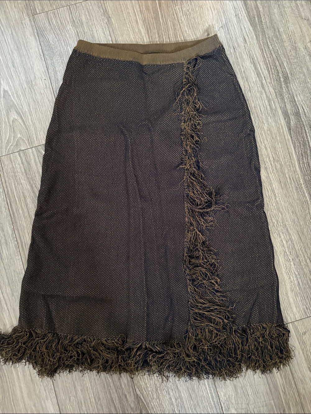 J Crew Brown Fringe Midi Skirt